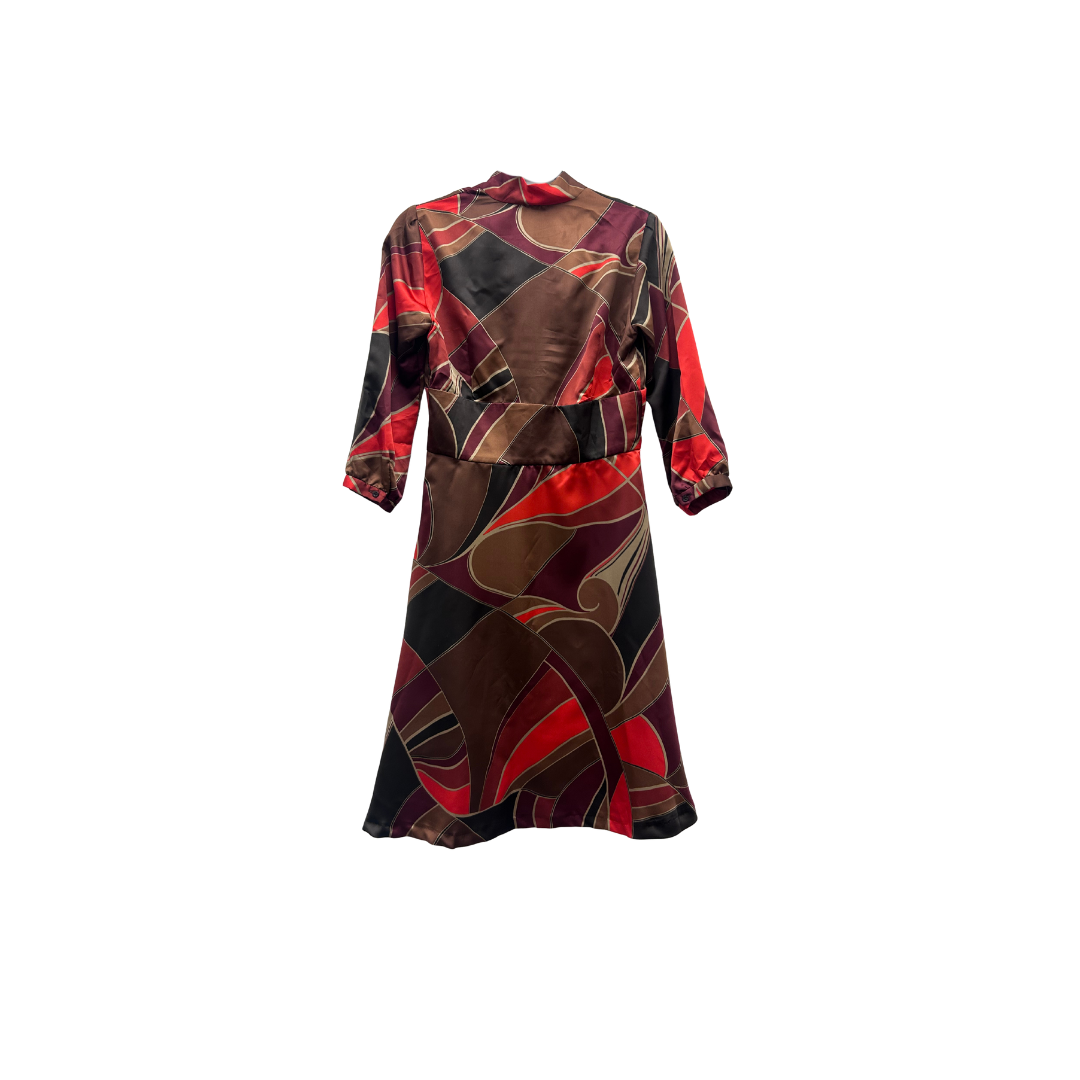 Kjóll - Zara kjóll. Brúnn, rauður og svartur