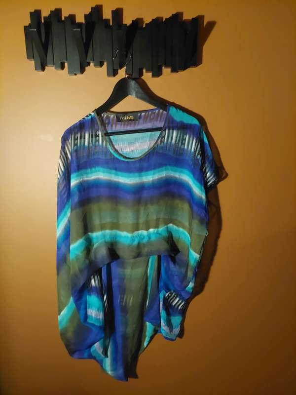 Blússa mesh blá græn miwa