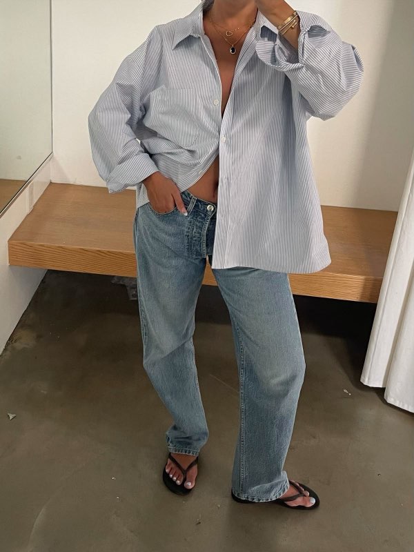 Djerf avenue - Breezy shirt blue stripe