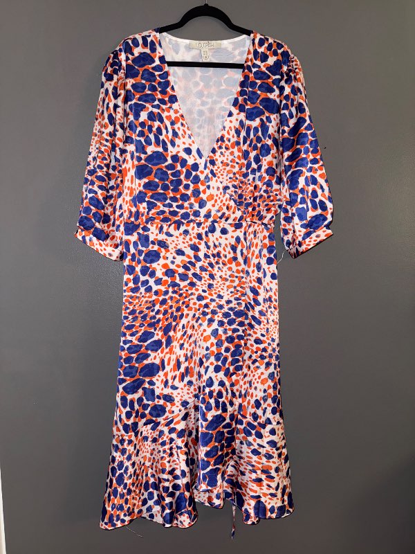 Blár og appelsínugular kjóll