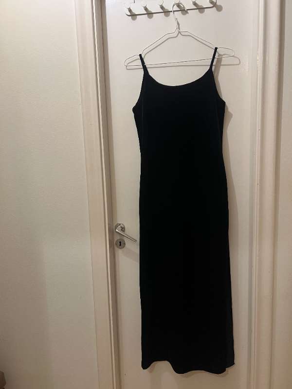 Svartur vintage flauelskjóll, síður