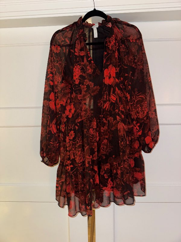 Rauður/svartur munstraður H&M kjóll