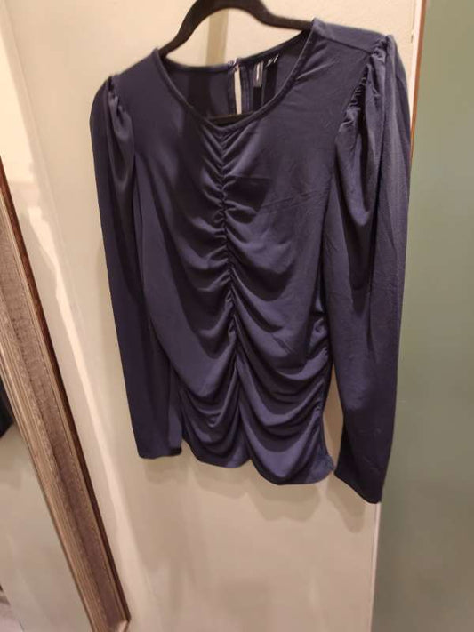 Vero Moda puff sleeve rouched bolur, navy blár