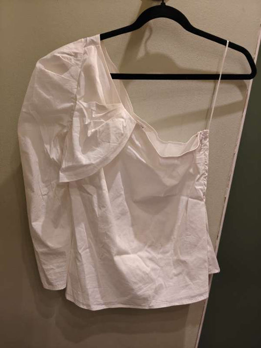 Object One shoulder blússa, hvít