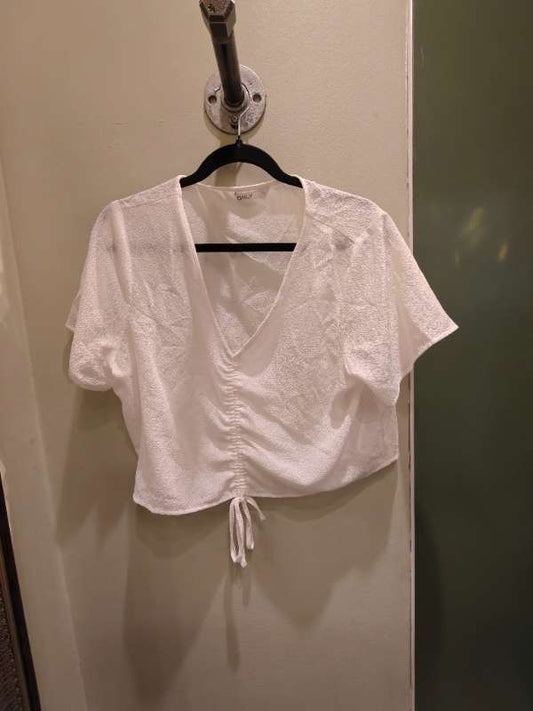 Only hvítur stutterma crop top