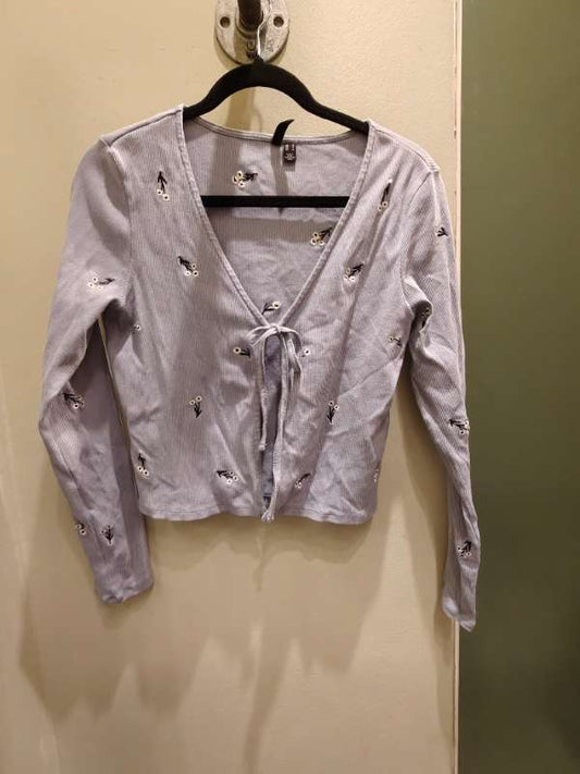 Vero Moda blá tie front golla með blómum