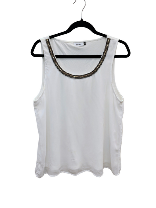 Vero Moda hvít blússa með steinum