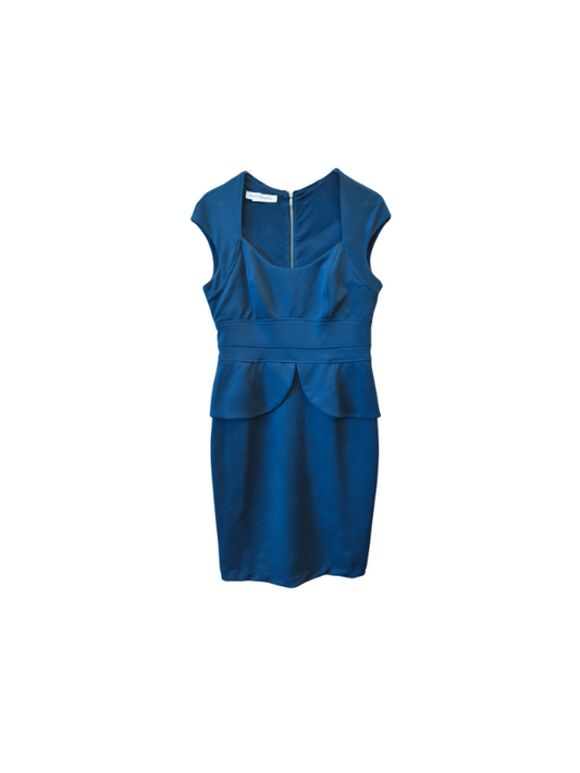 Grænblár vintage kjóll peplum