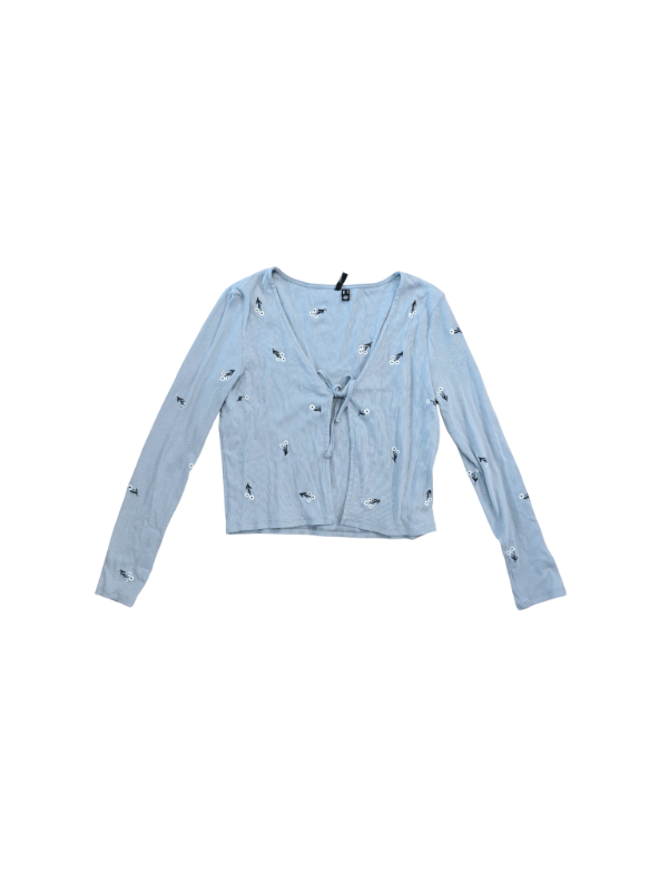 Vero Moda blá tie front golla með blómum