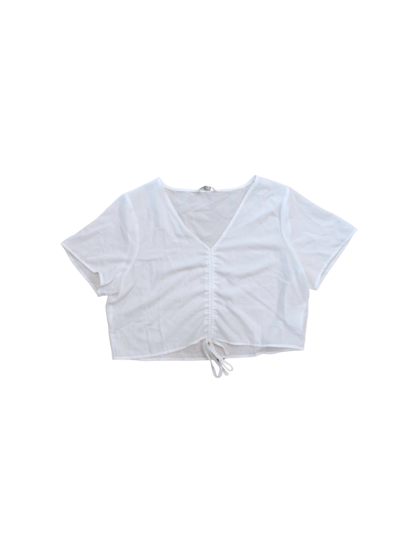 Only hvítur stutterma crop top