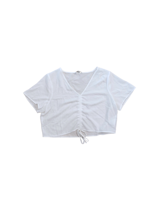 Only hvítur stutterma crop top