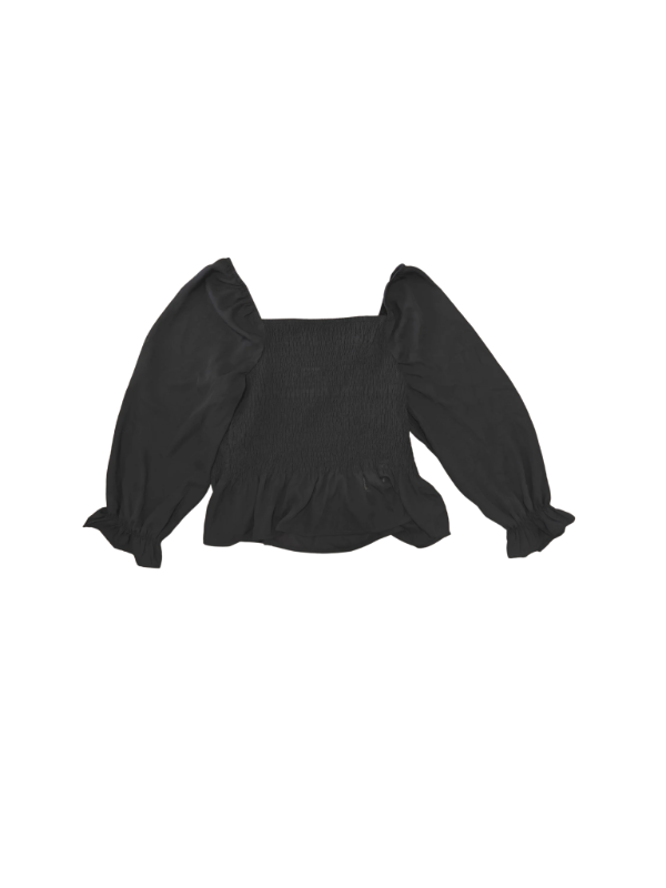 JDY puff sleeve rouched blússa, svört