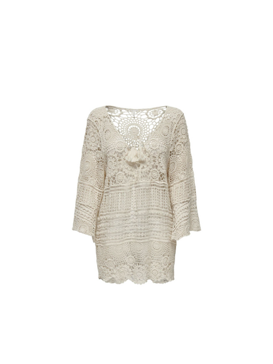 Only heklaður kjóll beige