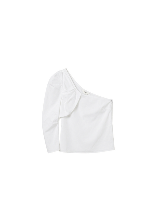Object One shoulder blússa, hvít