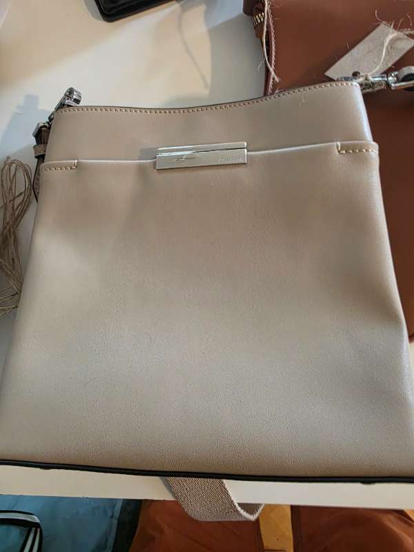 Calvin Klein Beige Taupe Crossbody Bag Minimalist