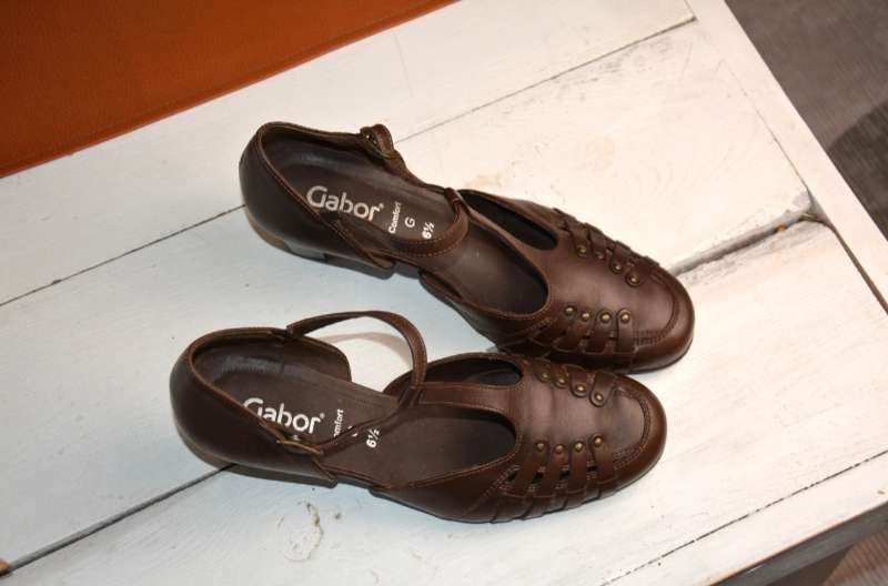 Gabor Leather T-Bar Mary Jane Sandals
