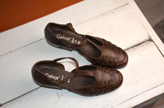 Gabor Leather T-Bar Mary Jane Sandals