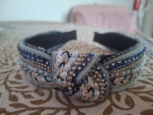 Hair band blue silver