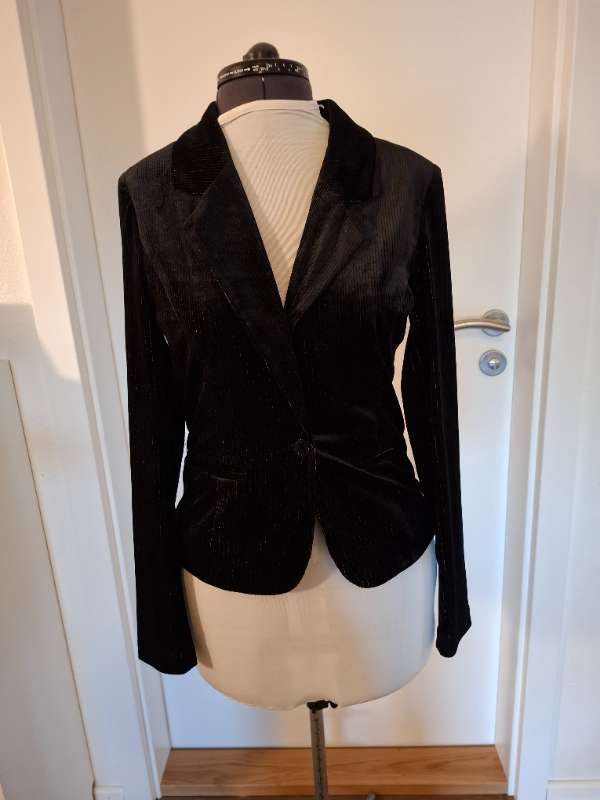 Svartur flauels blazer jakki með smá glimmerþræði
