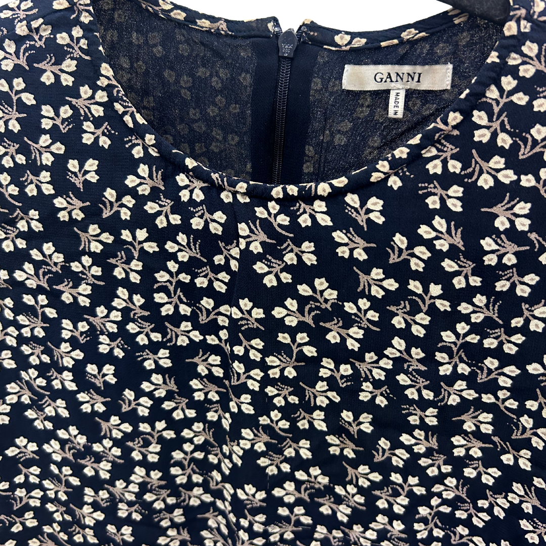 Kjóll - Ganni dökk blár og drappaður