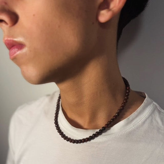 Rauður jasper hálsmen