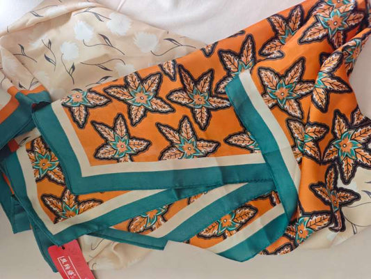 54-silk scarf green orange news