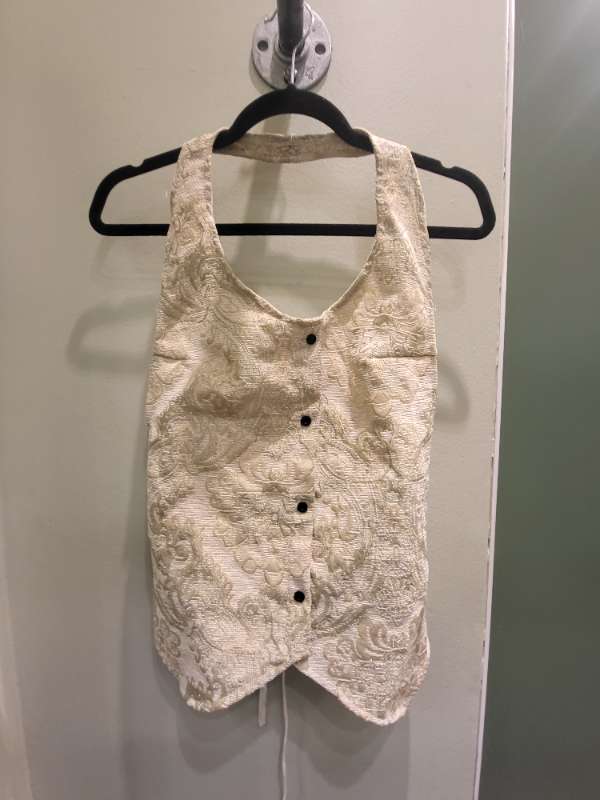 Cream Baroque Tapestry Halter Waistcoat Vest Top