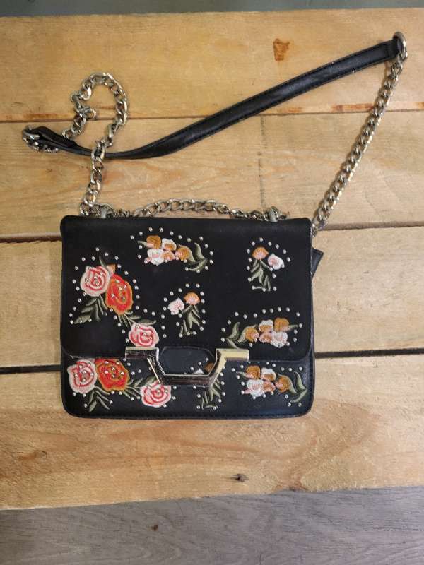 Topshop floral embroidery chain bag