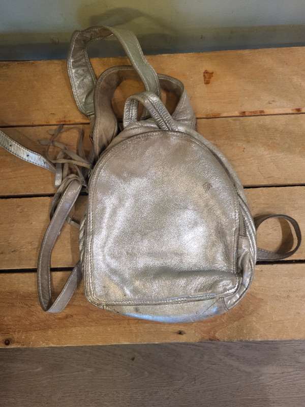 Top shop Silver leather backpack