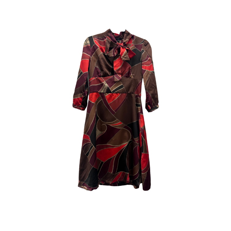 Kjóll - Zara kjóll. Brúnn, rauður og svartur