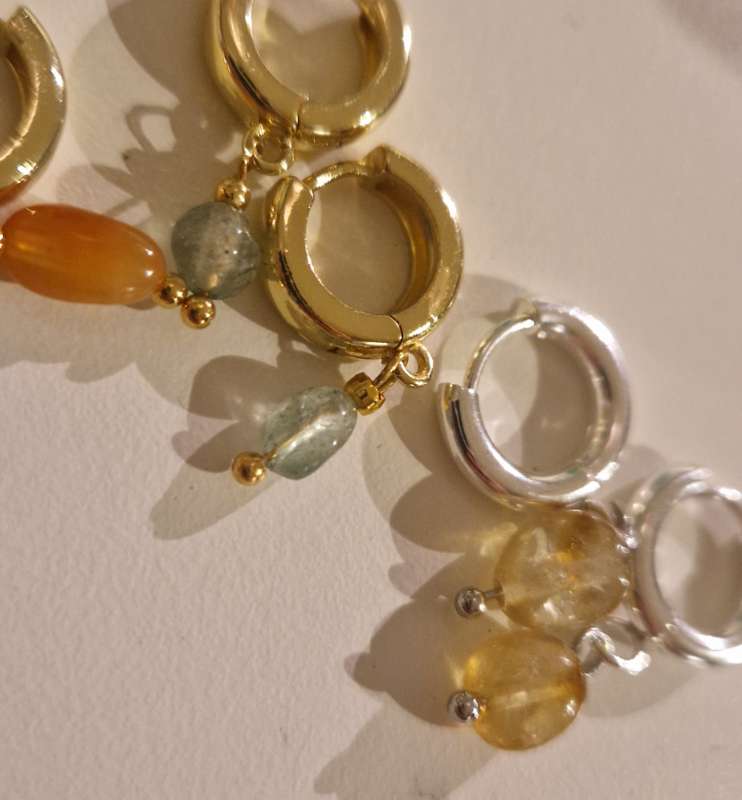 Earrings, natural stones