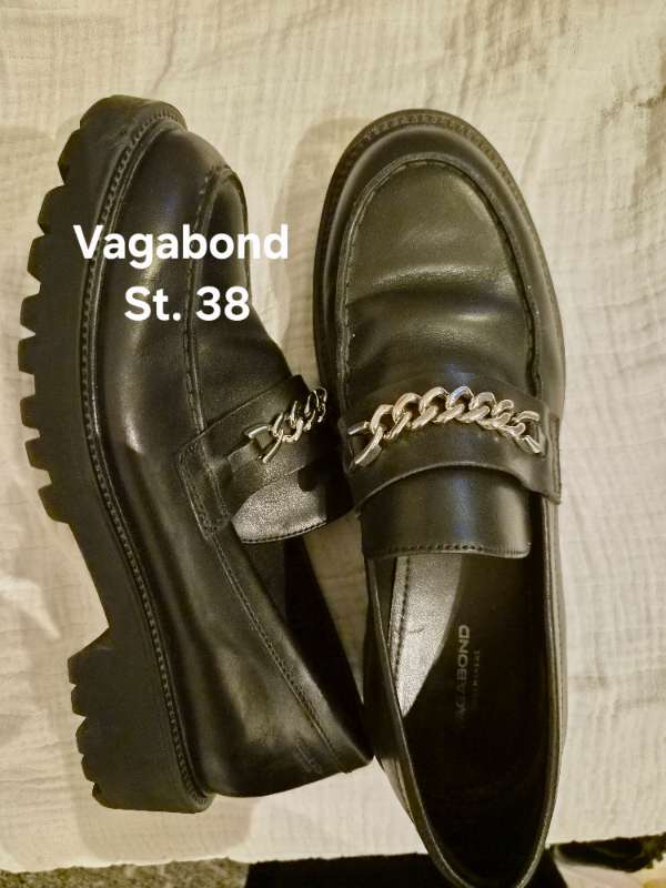 Svartar Vagabond mokkasíur, leður