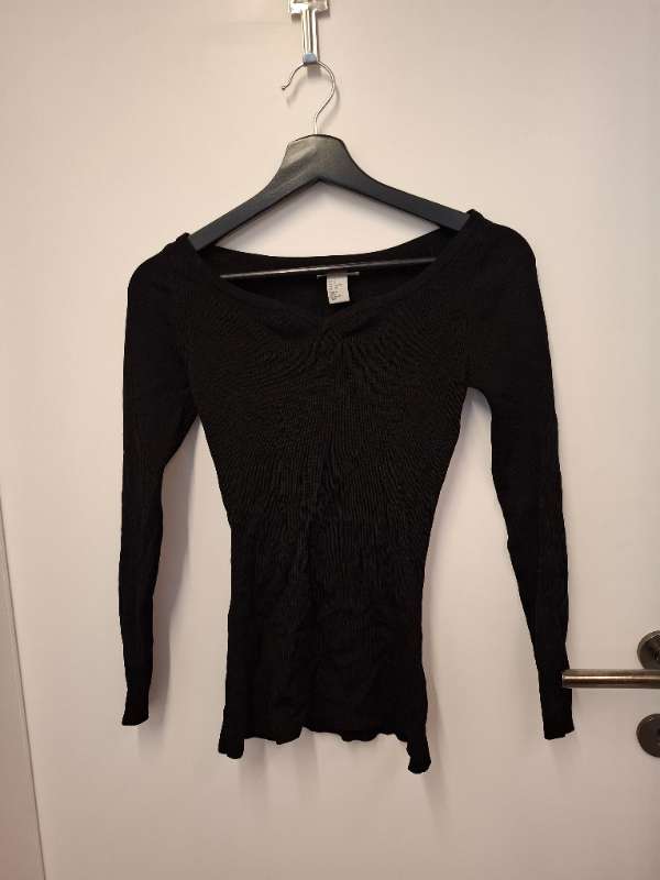 h&m síðerma bolur svartur