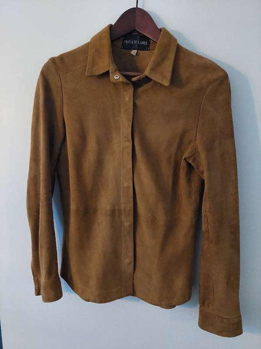 PRIVATE LABEL - skyrta rúskinn brún