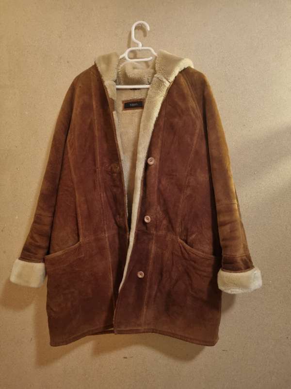 Vintage leðurmokki m. hettu