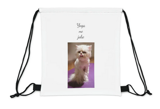 Hönnunarstrengjataska "Yoga- no joke"