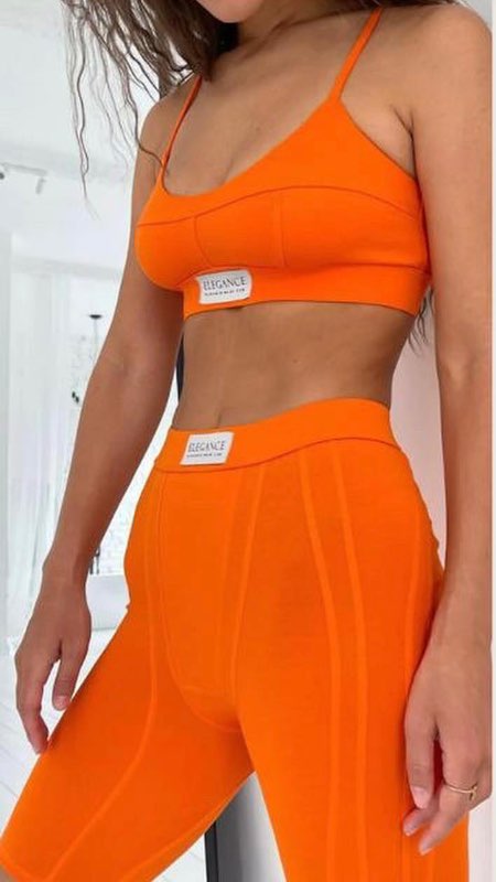 Orange sports bra & shorts set