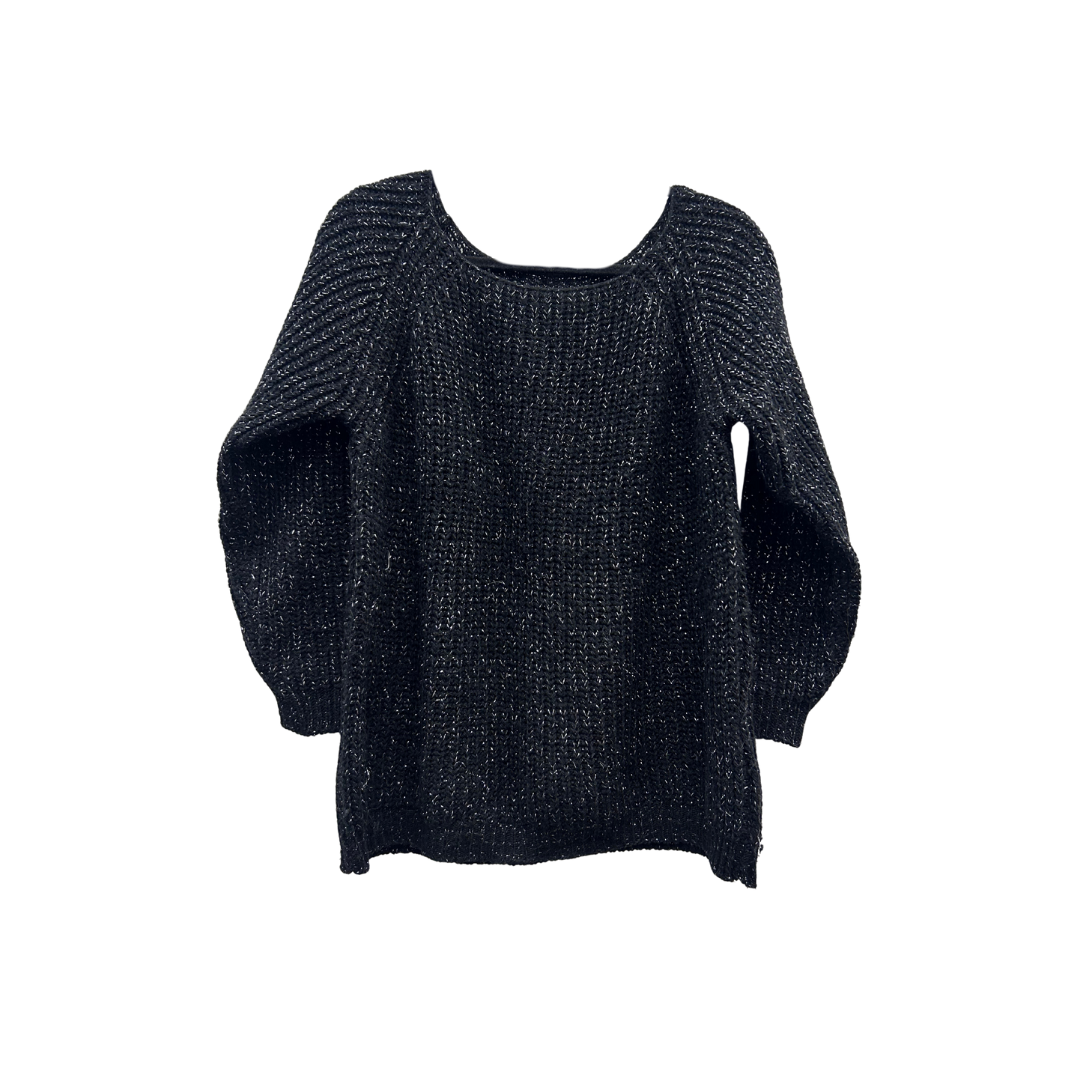 Prjónapeysa svört með silfri