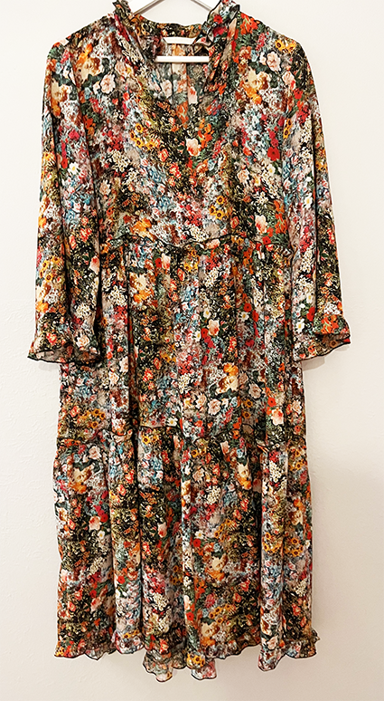 Printed oversized nylon kjóll