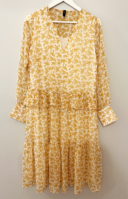Chiffon printed layered kjóll