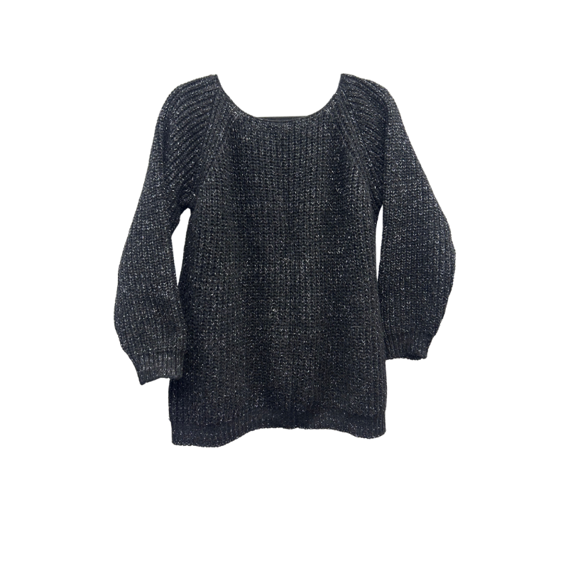 Prjónapeysa svört með silfri