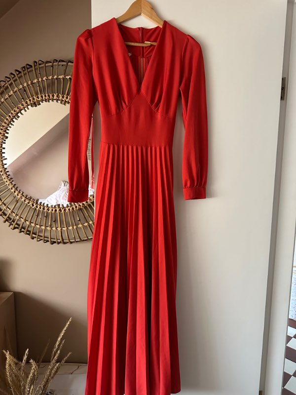 Vintage red pleated gown