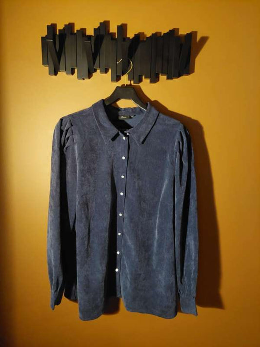 Flauelskyrta blá Zizzi