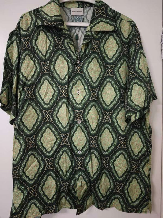 16 MAN shirt green silk NEW