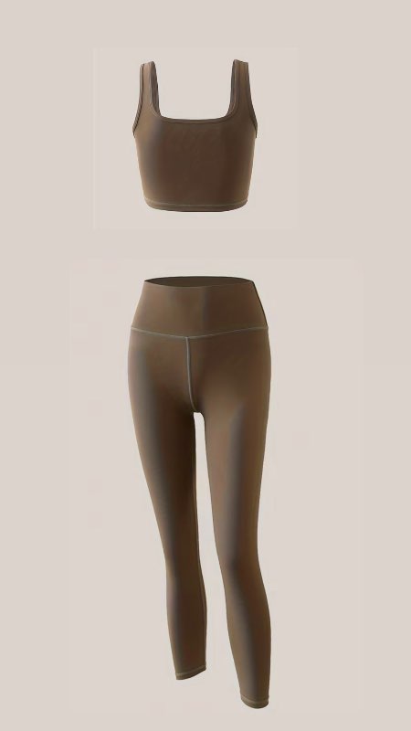 Brown sports crop top & leggings set