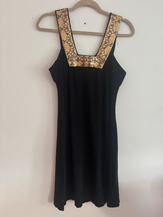 Kjóll Peter Murrey svart gullpallíettur