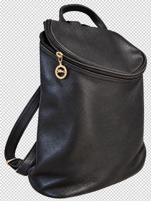 Longchamp svartur leðurbakpoki