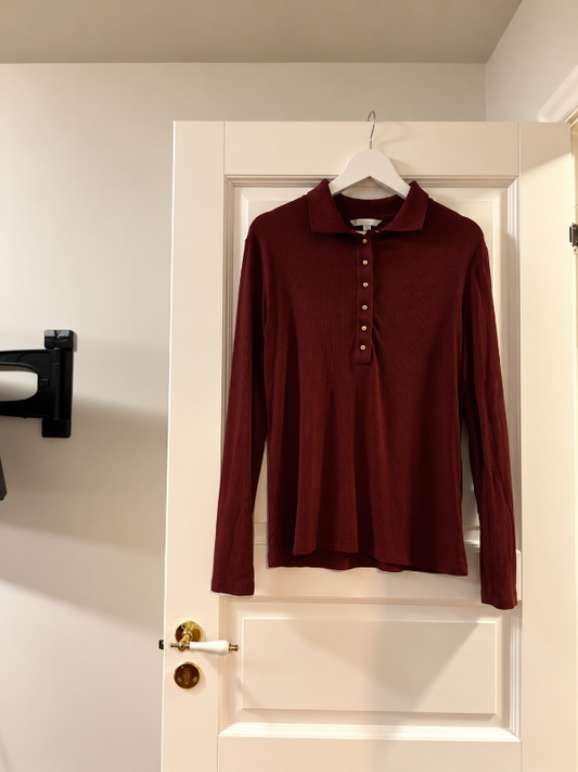 Vínrauð peysa með hnöppum - H&M