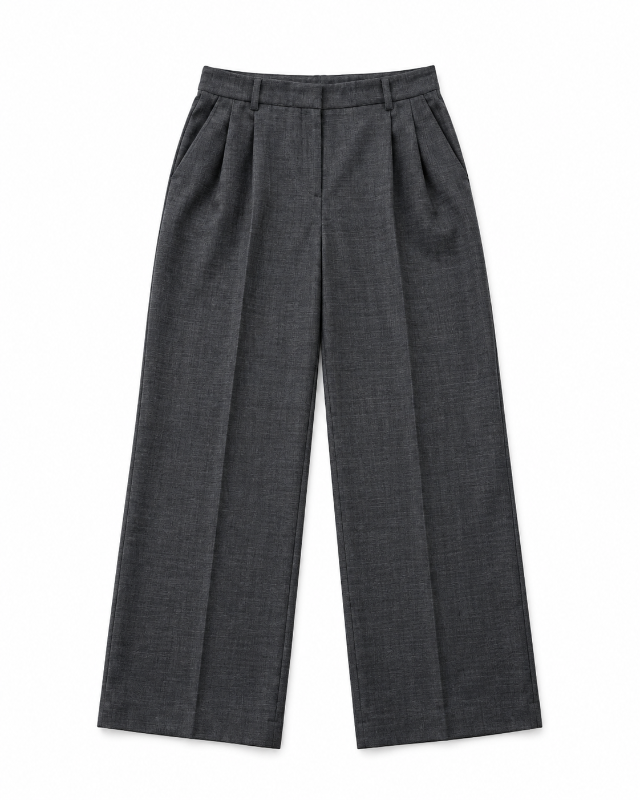 ZARA gráar dragtarbuxur wide leg