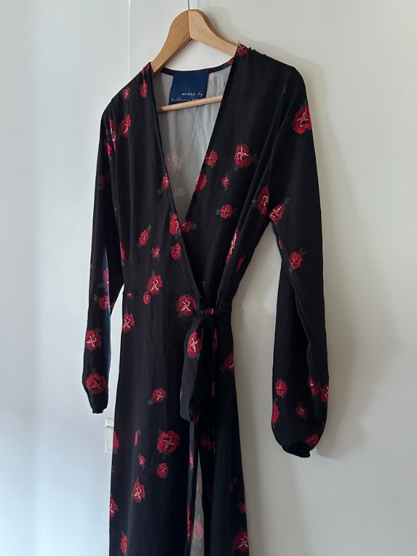 Moss flower wrap dress